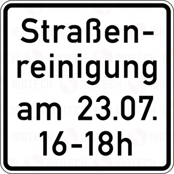 VZ 1042-50 Straßenreinigung (mit Zeit- und Datumsangabe)
