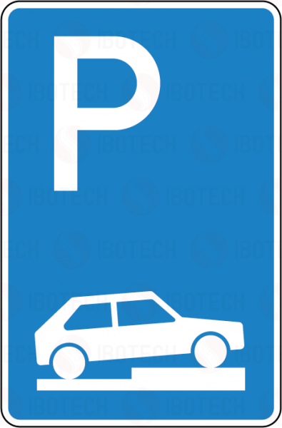 VZ 315-75 Parken auf Gehwegen halb quer in Fahrtrichtung rechts