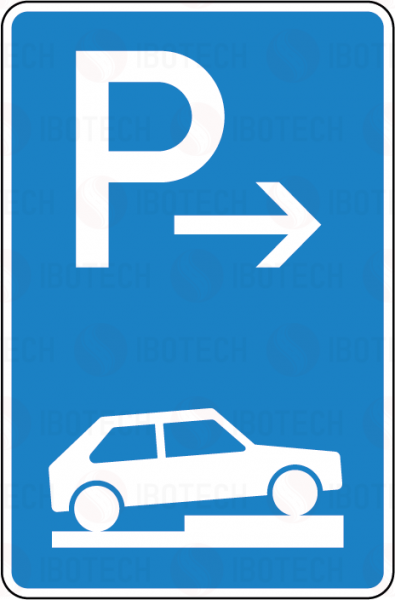 VZ 315-77 Parken auf Gehwegen halb quer in Fahrtrichtung rechts Ende