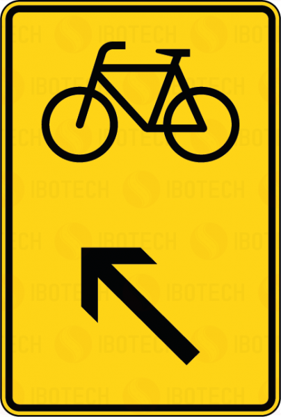 VZ 422-17 Wegweiser für Radverkehr links einordnen