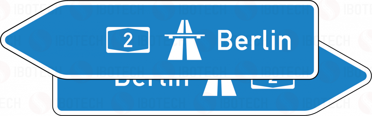 VZ 430-40 Pfeilwegweiser zur Autobahn, doppelseitig