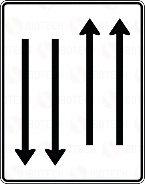 VZ 522-33 Fahrstreifentafel mit Gegenverkehr 2-streifig in Fahrtrichtung, 2-streifig in Gegenrichtung