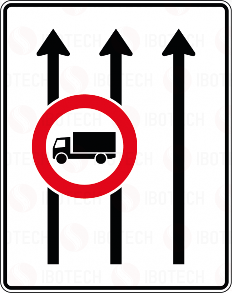 VZ 524-31 Fahrstreifentafel ohne Gegenverkehr mit integriertem VZ 253, 3-streifig in Fahrtrichtung