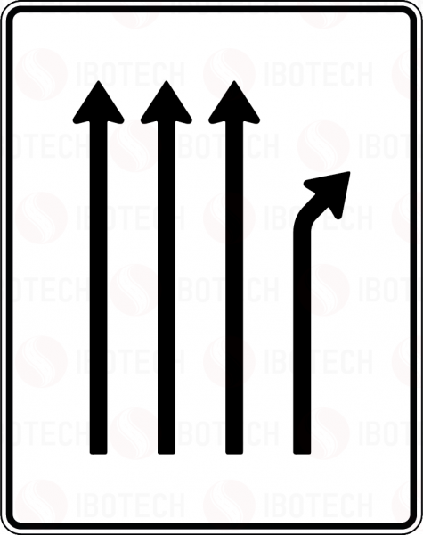 VZ 533-21 Trennungstafel ohne Gegenverkehr 3-streifig durchgehend, 1-streifig rechts ab