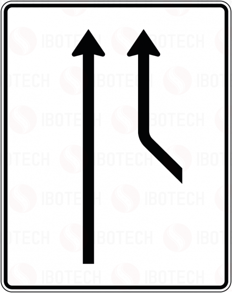 VZ 550-20 Zusaenführungstafel an durchgehender Strecke, 1-streifig plus 1 Fahrstreifen von rechts