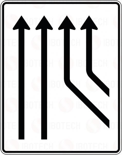 VZ 550-23 Zusaenführungstafel an durchgehender Strecke, 2-streifig plus 2 Fahrstreifen von rechts