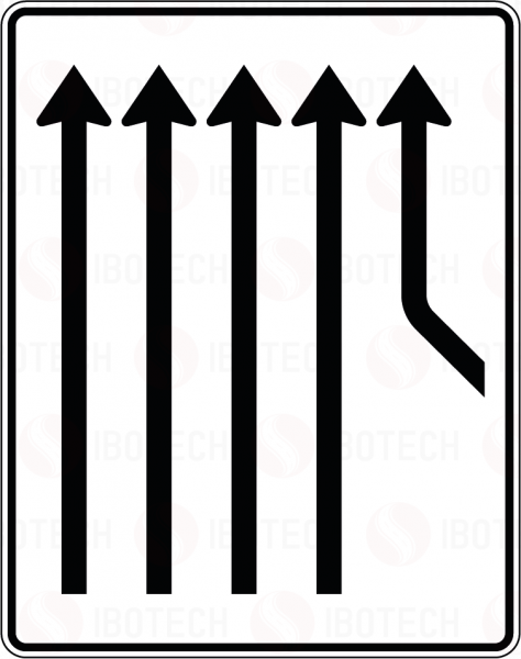 VZ 550-25 Zusaenführungstafel an durchgehender Strecke, 4-streifig plus 1 Fahrstreifen von rechts